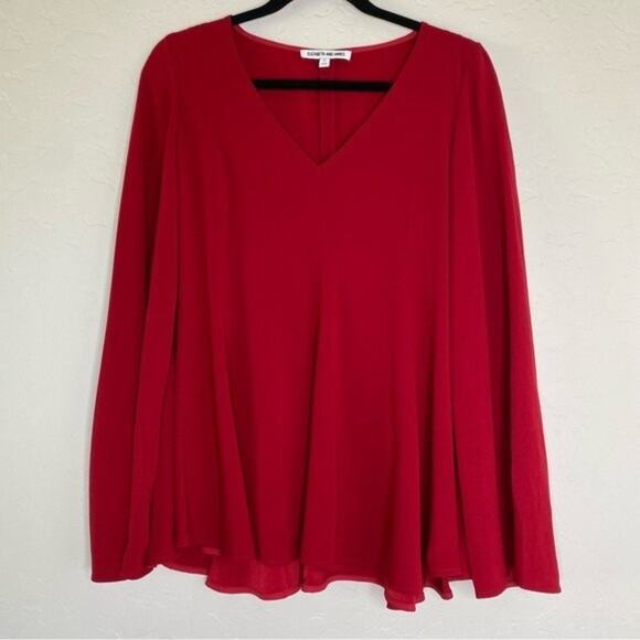 Elizabeth and James Red Ellis Long sleeve V-neck Top Small - Picture 10 of 10